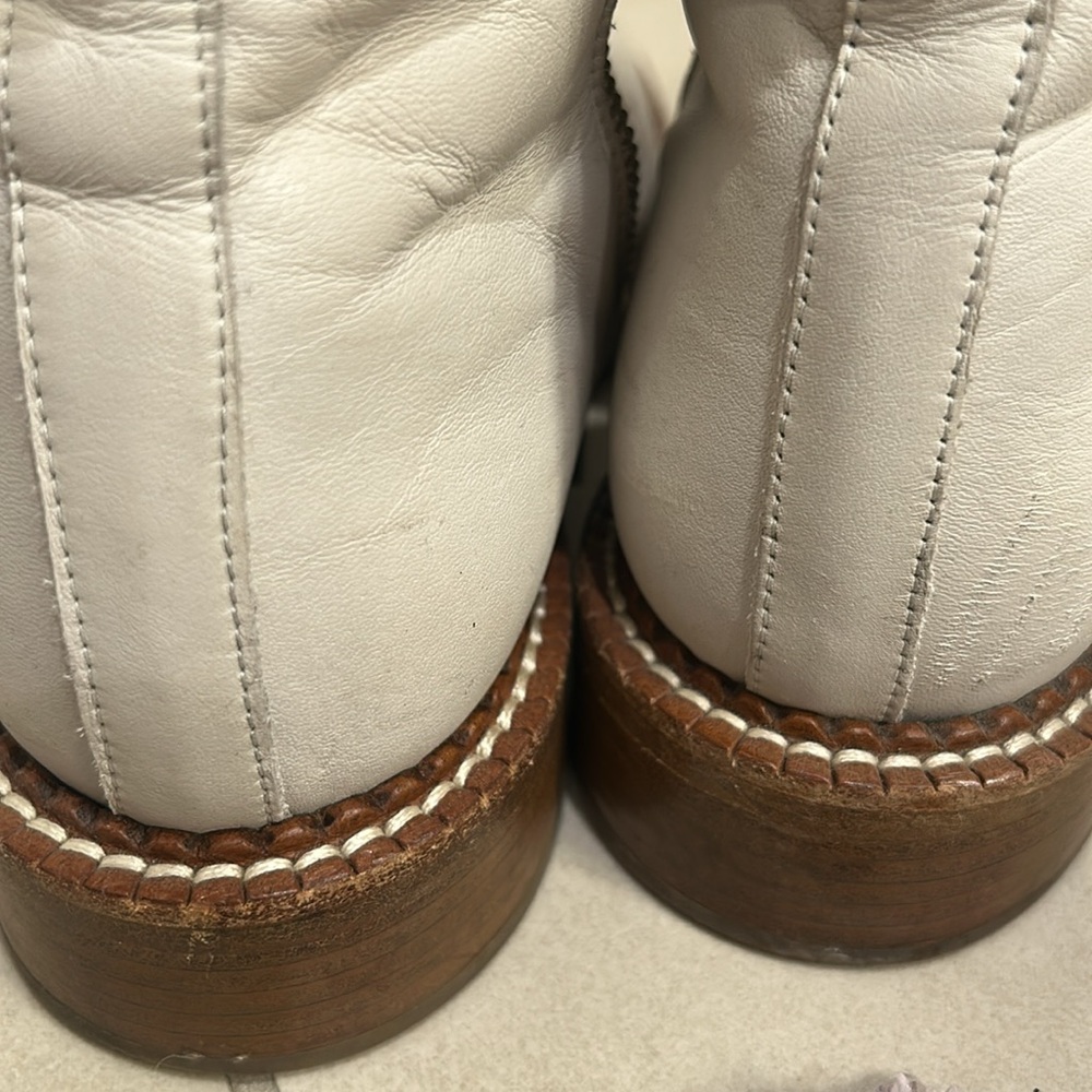 Vince Cabria Leather Combat Lace-up Booties In Off white size 8.5 - Picture 7 of 10